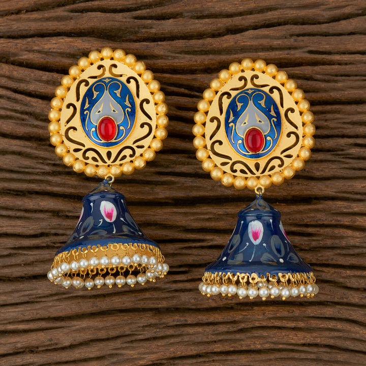 Indo Western Jhumkis with Matte Gold Plating 101704