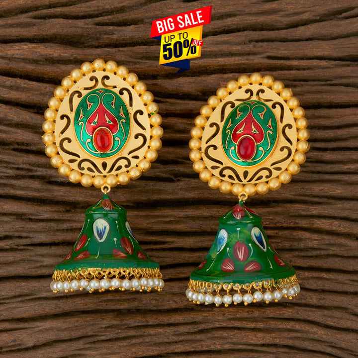 Indo Western Jhumkis with Matte Gold Plating 101704