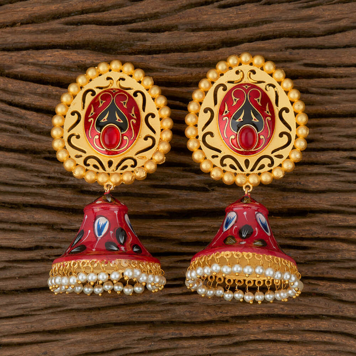 Indo Western Jhumkis with Matte Gold Plating 101704