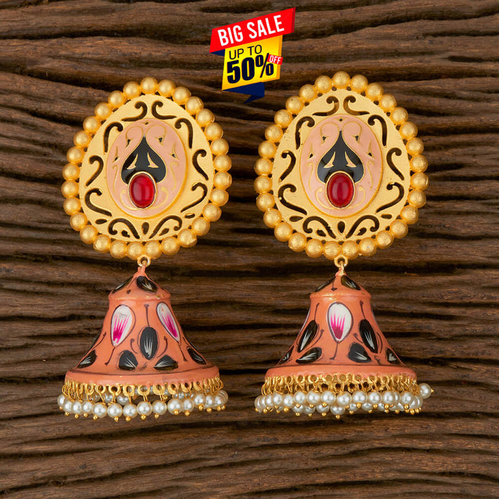 Indo Western Jhumkis with Matte Gold Plating 101704