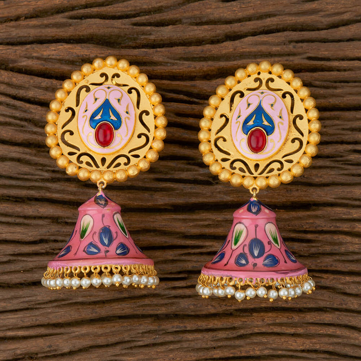 Indo Western Jhumkis with Matte Gold Plating 101704