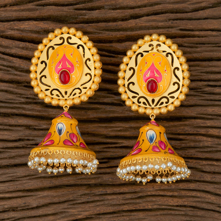 Indo Western Jhumkis with Matte Gold Plating 101704