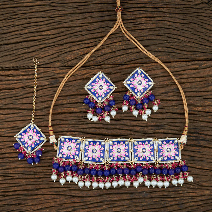 Indo Western Meenakari Necklace With Gold Plating 104663