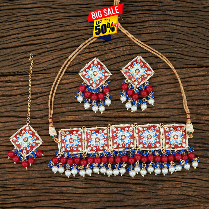 Indo Western Meenakari Necklace With Gold Plating 104663