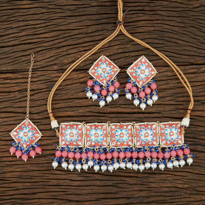 Indo Western Meenakari Necklace With Gold Plating 104663