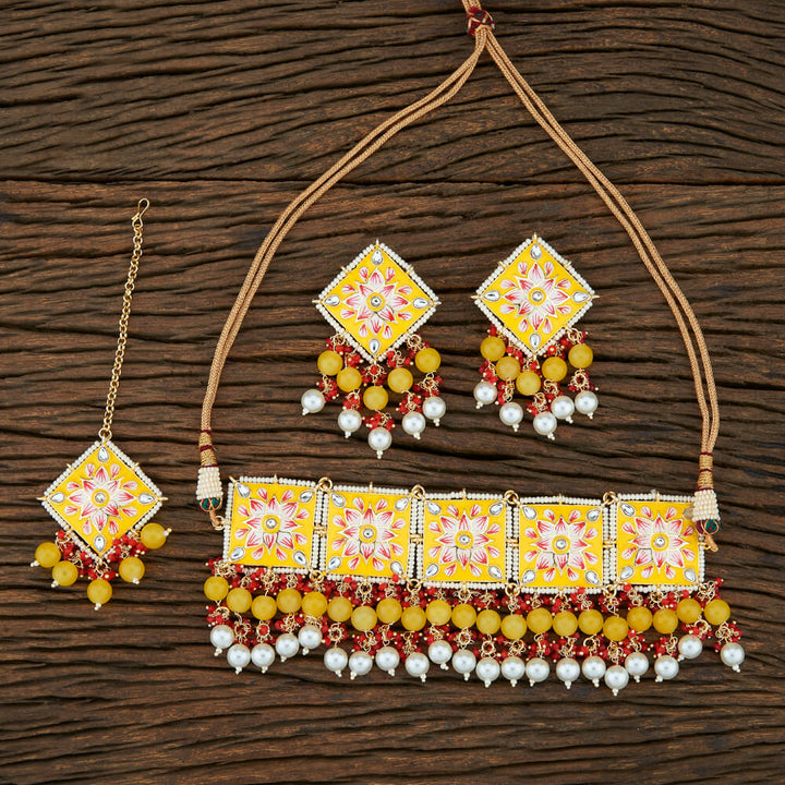 Indo Western Meenakari Necklace With Gold Plating 104663