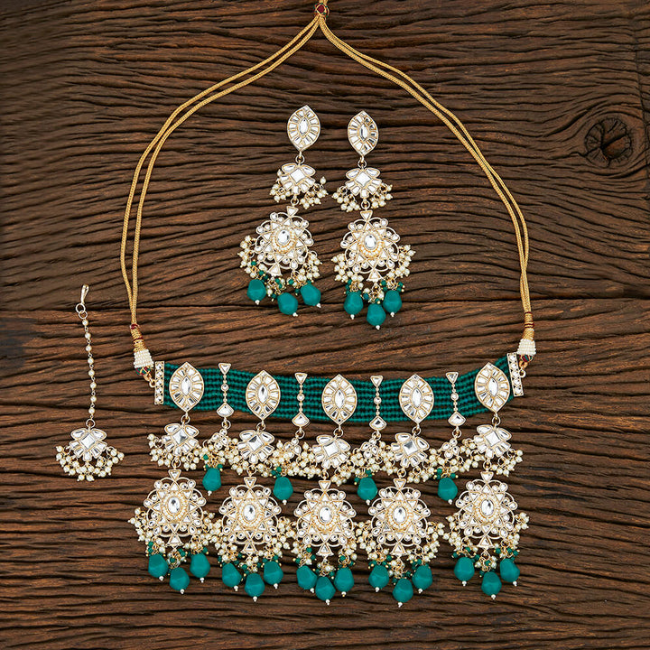 Indo Western Trendy Necklace With Gold Plating 107043