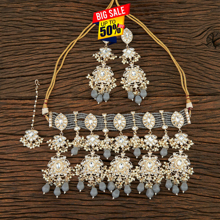 Indo Western Trendy Necklace With Gold Plating 107043