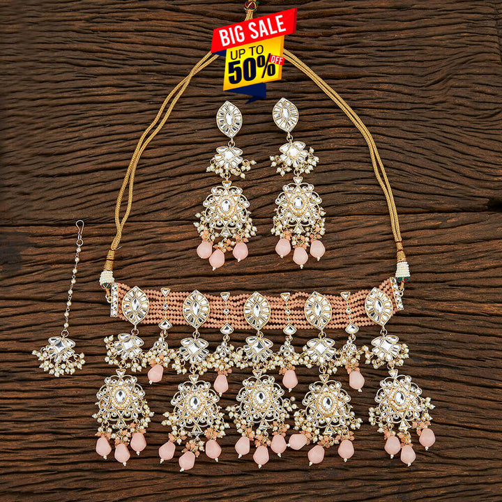 Indo Western Trendy Necklace With Gold Plating 107043