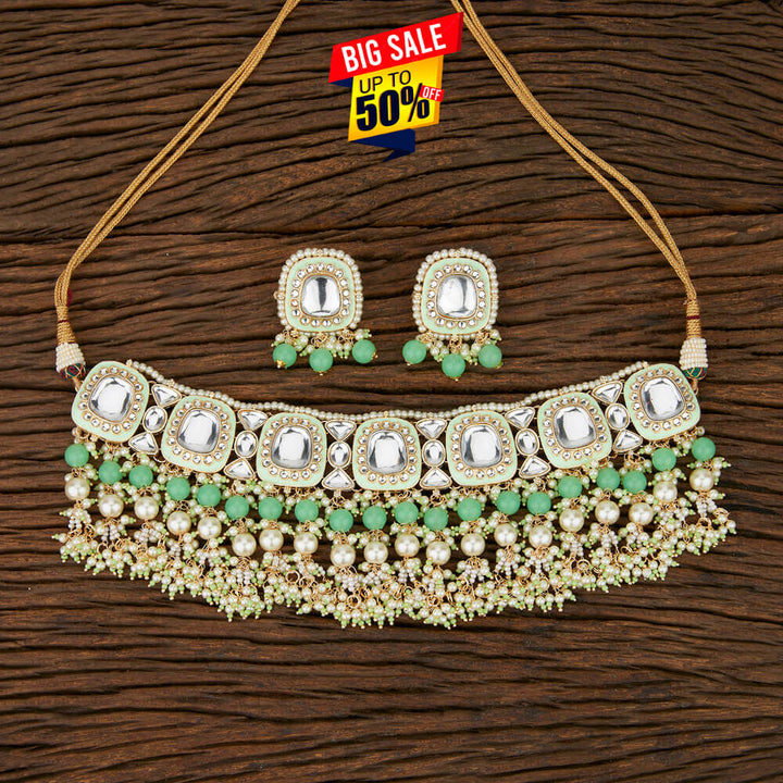 Indo Western Classic Necklace With Gold Plating 108048