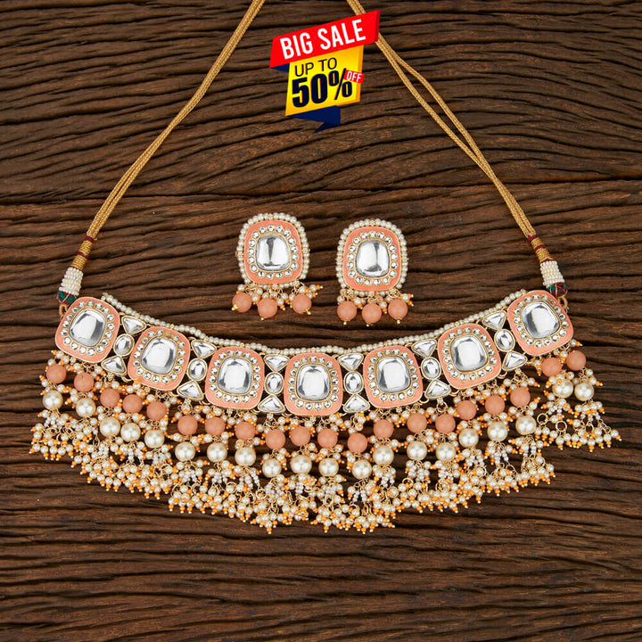 Indo Western Classic Necklace With Gold Plating 108048