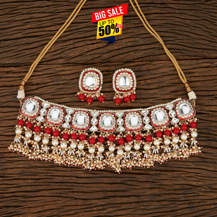 Indo Western Classic Necklace With Gold Plating 108048