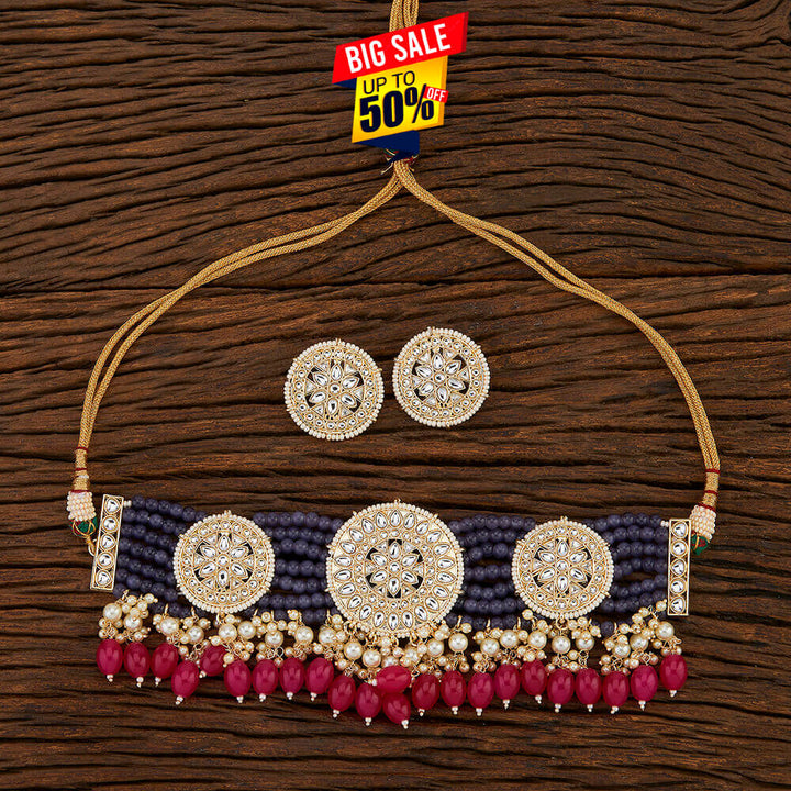 Indo Western Classic Necklace With Gold Plating 108062