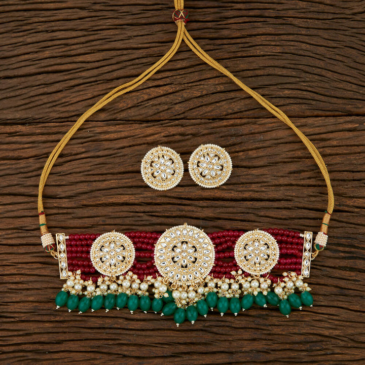 Indo Western Classic Necklace With Gold Plating 108062