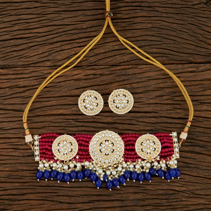 Indo Western Classic Necklace With Gold Plating 108062