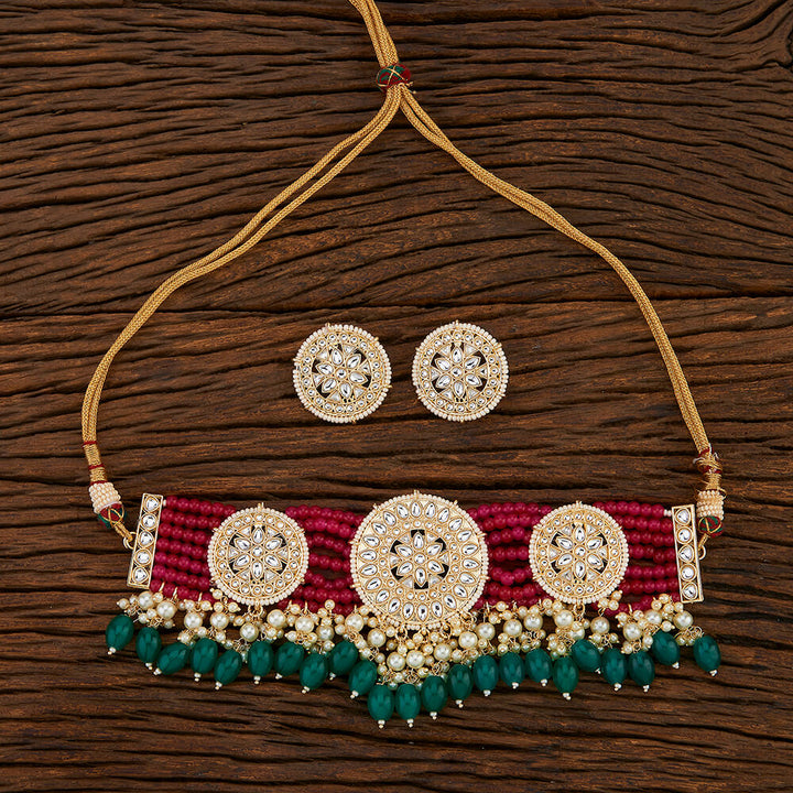 Indo Western Classic Necklace With Gold Plating 108062