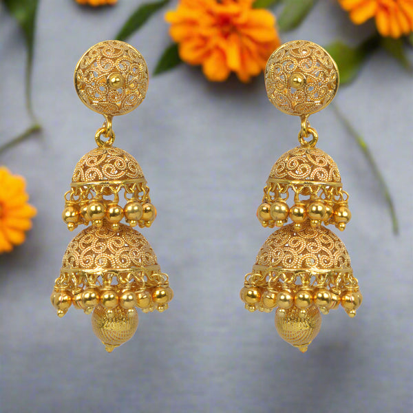 10810 Antique Jhumki With Gold Plating