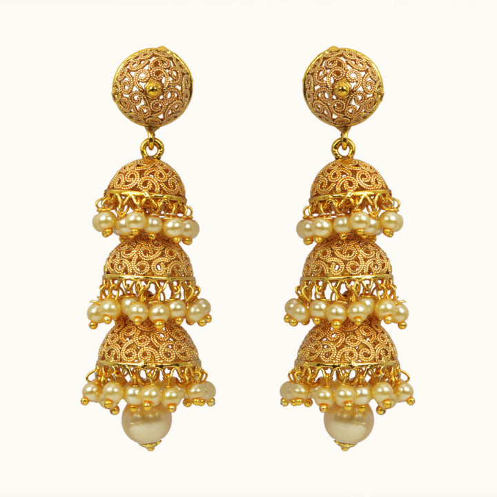 Antique Jhumkis With Gold Plating 10811