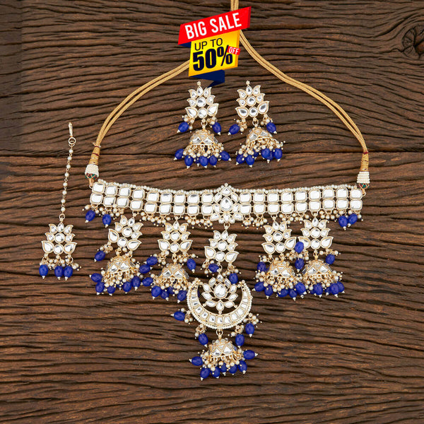 Indo Western Choker Necklace With Gold Plating 108127