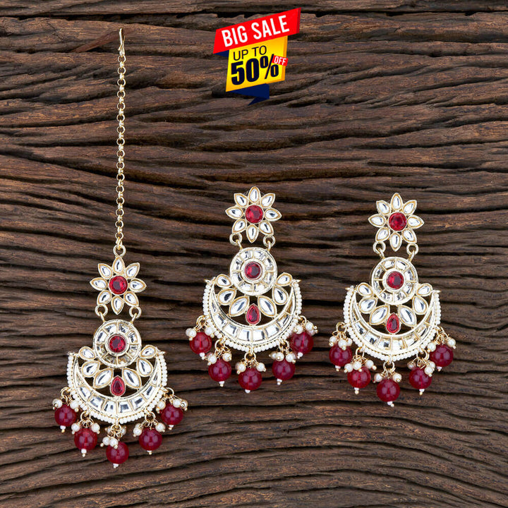 Indo Western Chand Earring Tikka With Gold Plating 108194