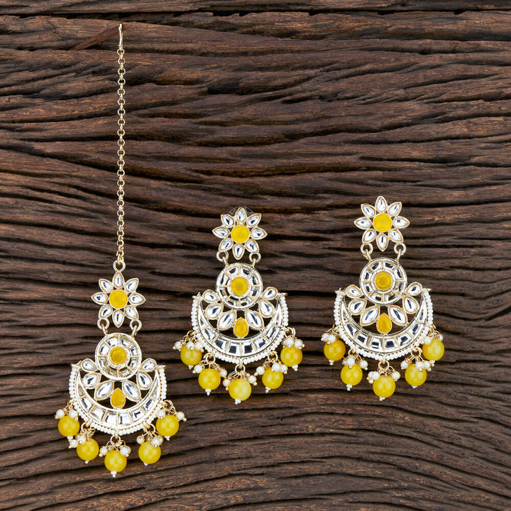 Indo Western Chand Earring Tikka With Gold Plating 108194