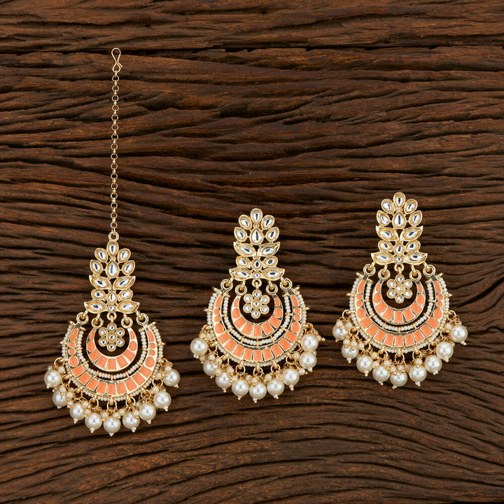 Indo Western Meenakari Earring Tikka With Gold Plating 108306