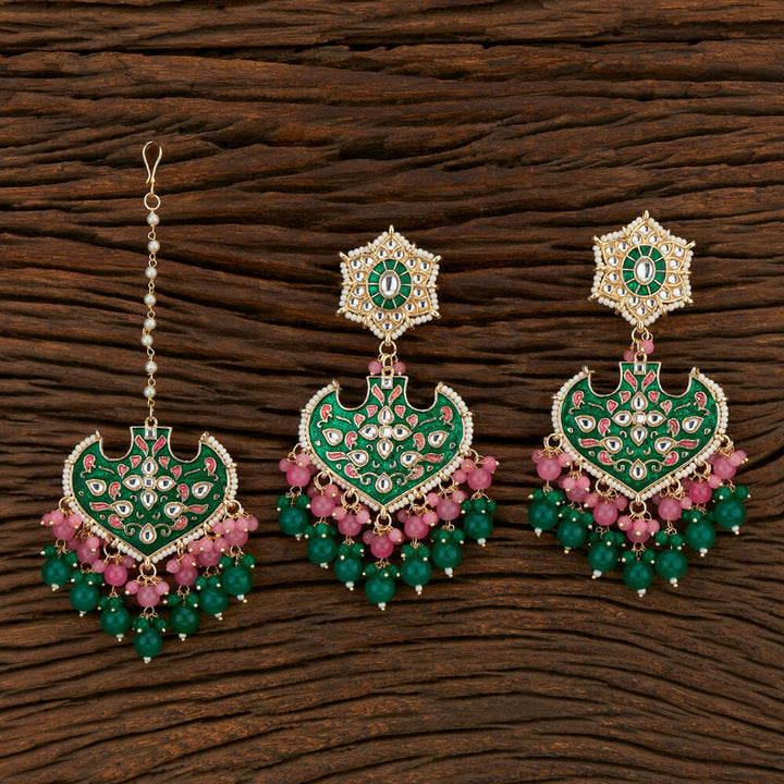 Indo Western Meenakari Earring Tikka With Gold Plating 108309