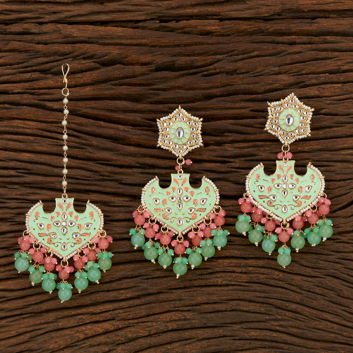 Indo Western Meenakari Earring Tikka With Gold Plating 108309