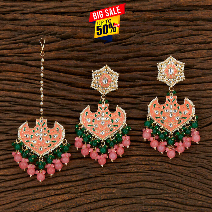 Indo Western Meenakari Earring Tikka With Gold Plating 108309