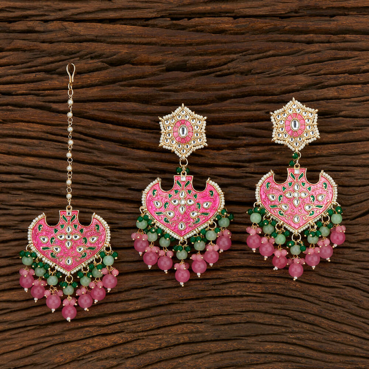 Indo Western Meenakari Earring Tikka With Gold Plating 108309