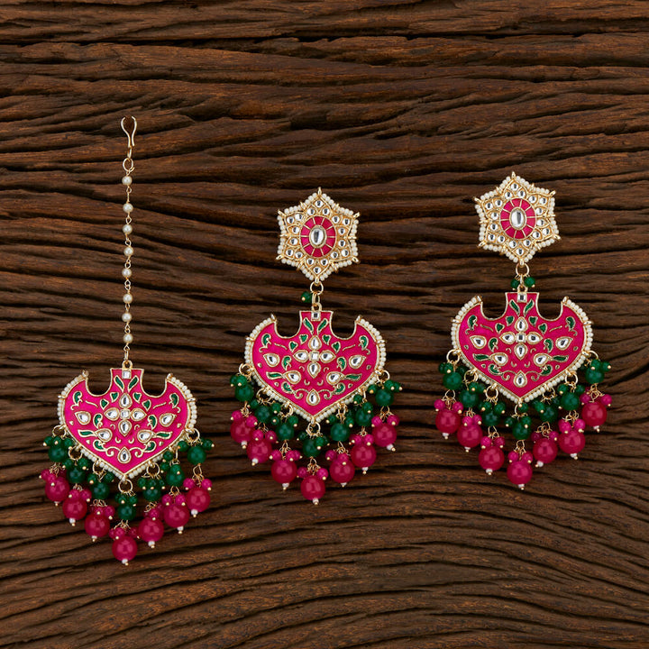 Indo Western Meenakari Earring Tikka With Gold Plating 108309