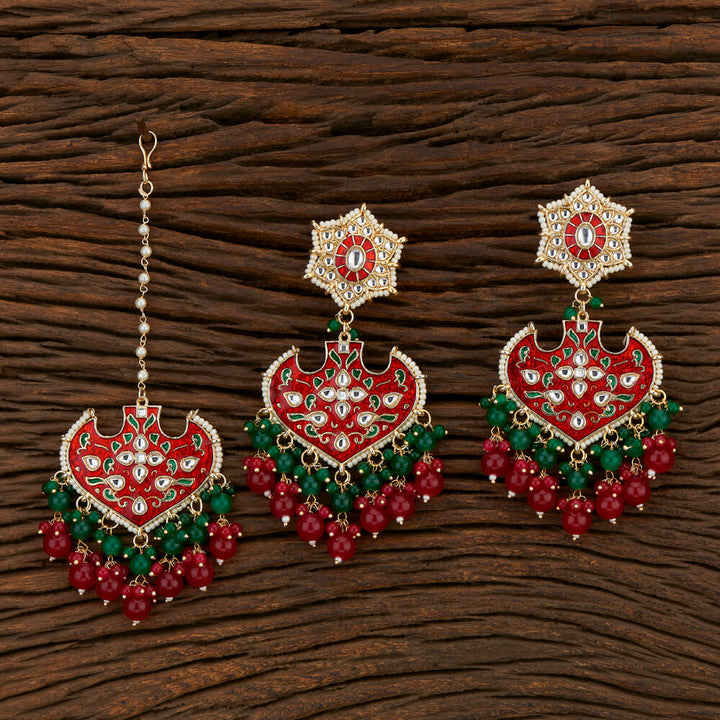 Indo Western Meenakari Earring Tikka With Gold Plating 108309