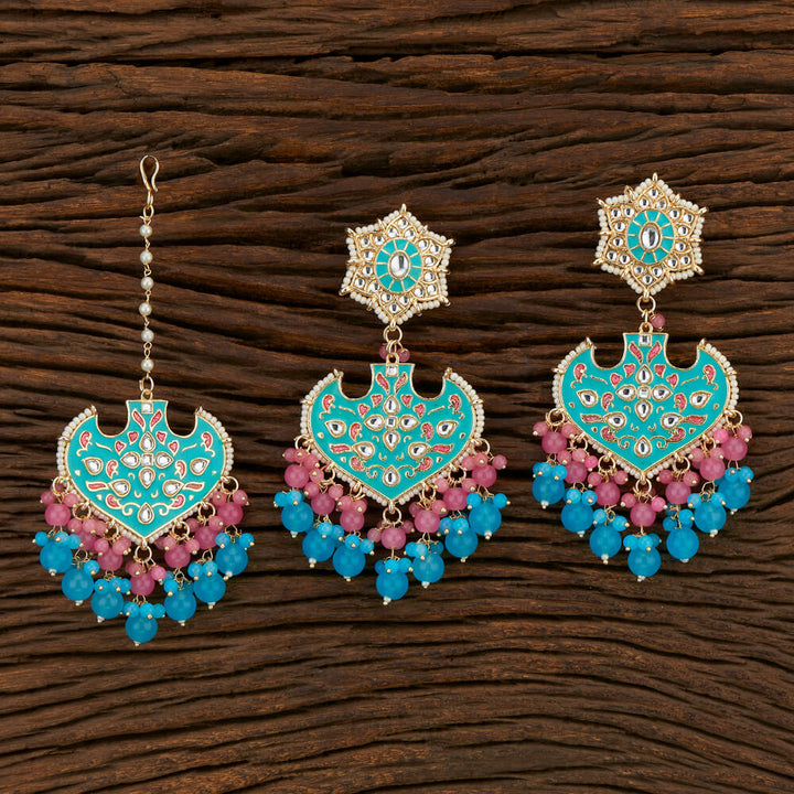 Indo Western Meenakari Earring Tikka With Gold Plating 108309