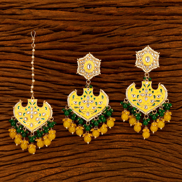 Indo Western Meenakari Earring Tikka With Gold Plating 108309