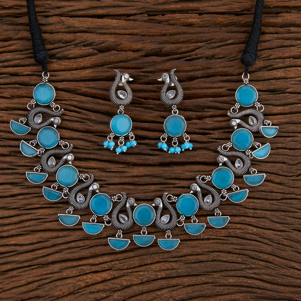 Peacock Necklace With Oxidised Plating 108331