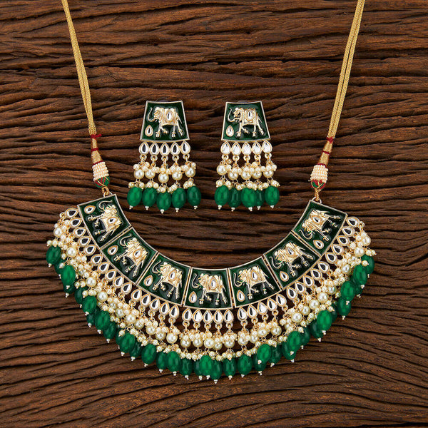 Indo Western Meenakari Necklace With Gold Plating 108369