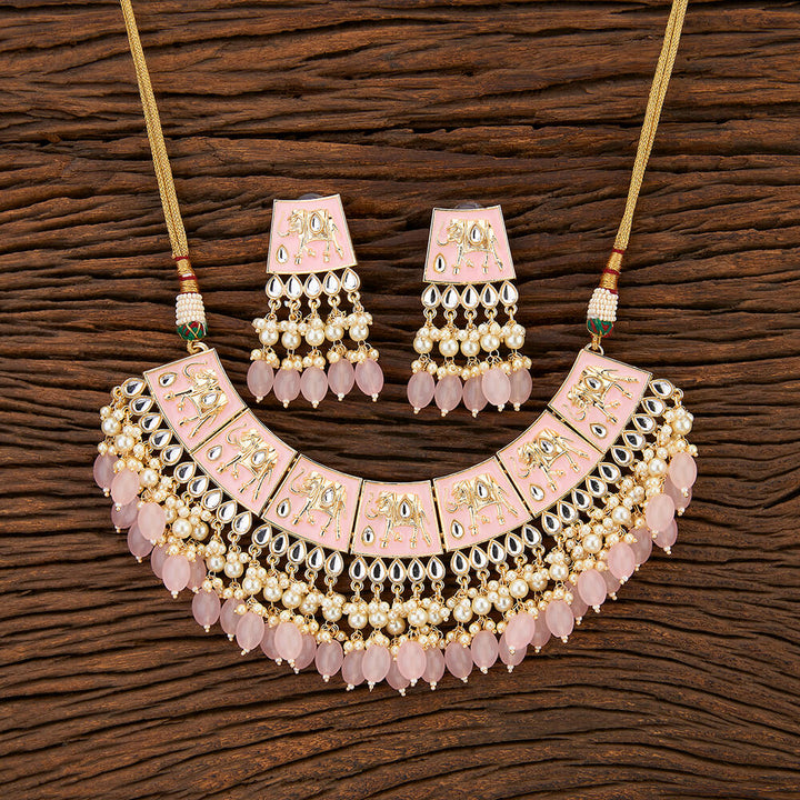 Indo Western Meenakari Necklace With Gold Plating 108369