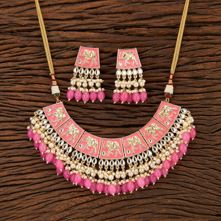 Indo Western Meenakari Necklace With Gold Plating 108369