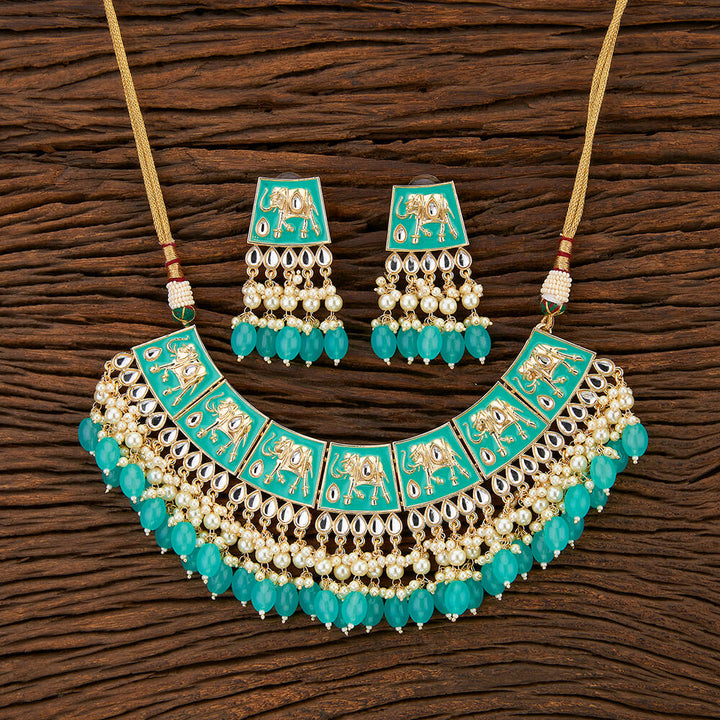 Indo Western Meenakari Necklace With Gold Plating 108369