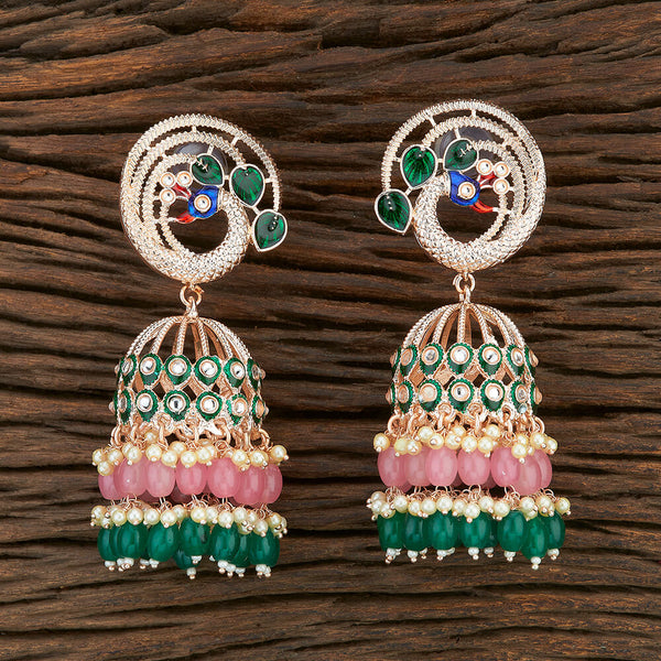 Indo Western Peacock Earring With Rose Gold Plating 108432