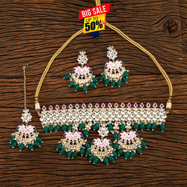 Indo Western Meenakari Necklace With Gold Plating 108516