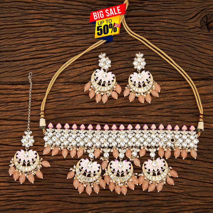 Indo Western Meenakari Necklace With Gold Plating 108516