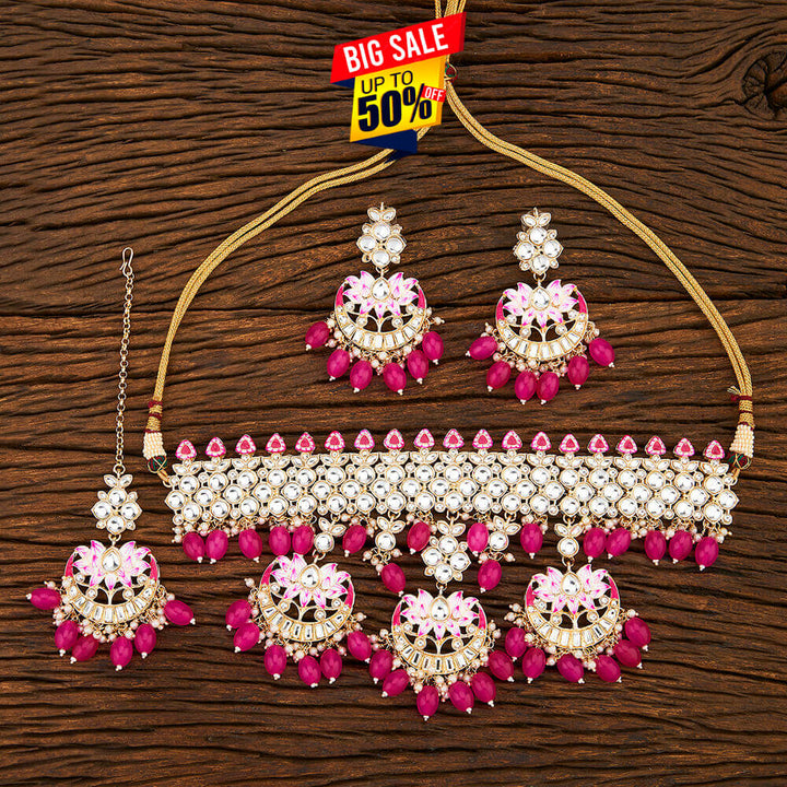 Indo Western Meenakari Necklace With Gold Plating 108516