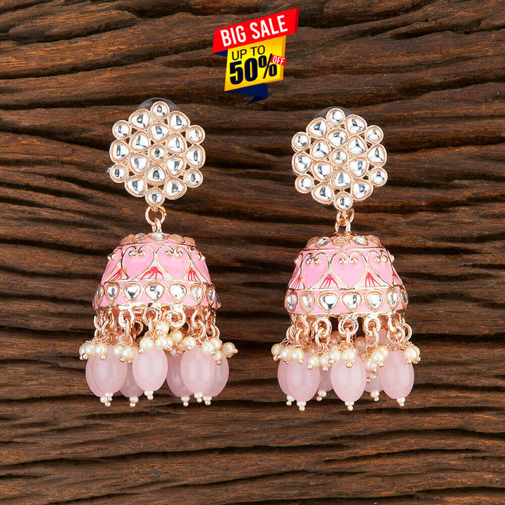 Indo Western Meenakari Earring With Rose Gold Plating 108526