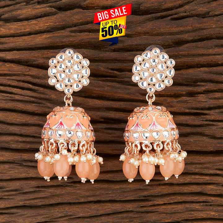 Indo Western Meenakari Earring With Rose Gold Plating 108526