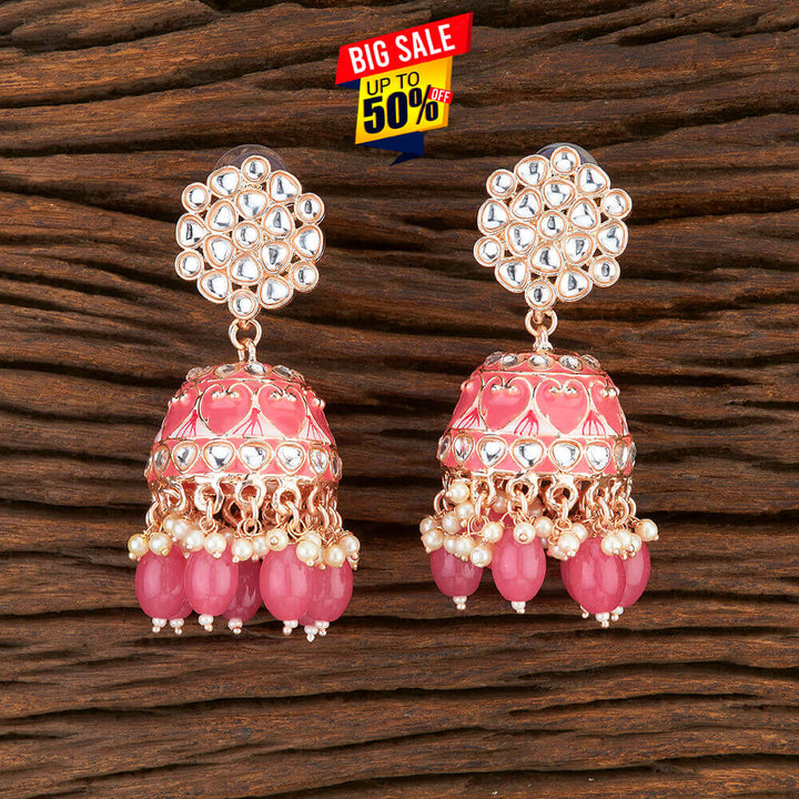 Indo Western Meenakari Earring With Rose Gold Plating 108526