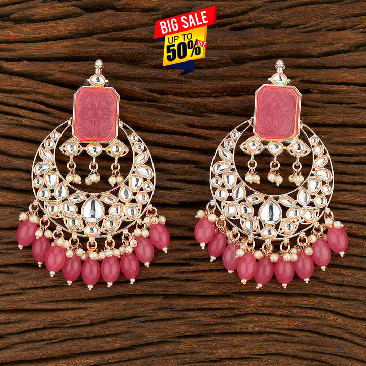 Indo Western Chand Earring With Rose Gold Plating 108551