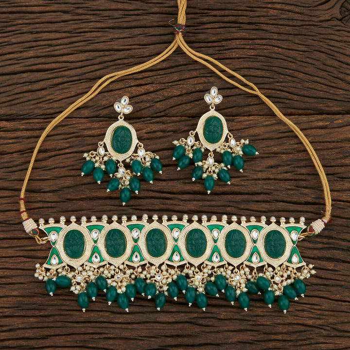 Indo Western Meenakari Necklace With Gold Plating 108571