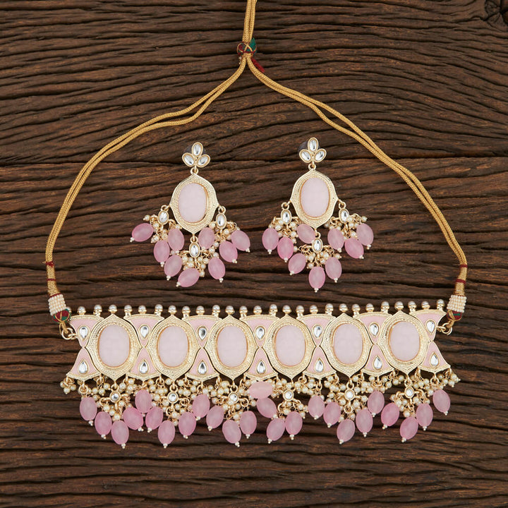 Indo Western Meenakari Necklace With Gold Plating 108571