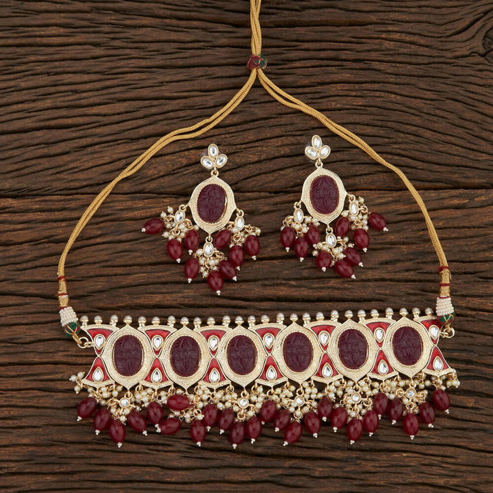 Indo Western Meenakari Necklace With Gold Plating 108571